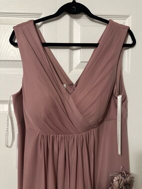 Azazie Angelina Maternity Mauve V-Neck Sleeveless Chiffon Dress
